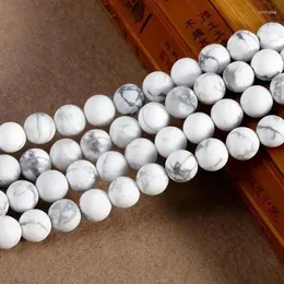Lösa ädelstenar grossist naturliga howlite vita turkoiser stenpärlor för smycken som gör DIY -halsbandsarmband 4/6/8/10/12 mm Strand 15 ''