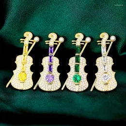 Broschen Einfache Mode Temperament Mini Violine Brosche Für Frauen Männer Luxus Eleganten Schmuck Klassische Musiknote Pin Dame Design Geschenk