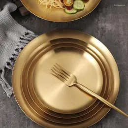 Тарелки 1 шт., утолщенная тарелка из нержавеющей стали в корейском стиле, поднос для кафе, десерта, торта, ресторана, барбекю, вертел, блюдо из костей