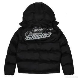 2023 jaquetas trapstar londres atiradores com capuz jaqueta puffer preto reflexivo bordado térmico hoodie masculino casaco de inverno moda