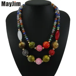 Чокеры MayJim Statement Vintage Big Choker с кристаллами и двойной бусиной Цепочка Ожерелье Женщины Натуральный узор Богемные ожерелья Подвески Мода 231115