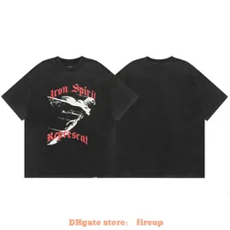 Designer moda roupas mens camisetas camiseta representa verão metal anjo impressão manga curta lavável velho high street homens mulheres soltas t-shirt tendência
