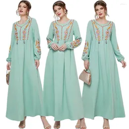 民族衣類Caftan Dubai Turkey Muslim Women Dress Embroidery Maxi Robe Middle East Islamic Ramadan Party Gown Abaya Arab Malaysia