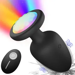 Anal Toys LED Colorful Light Butt Plug for Women Men Vibrator Prostate Massager Adults Sex Wireless Remote Control Buttplug 231114