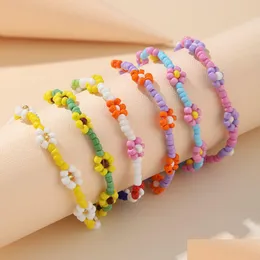 チャームブレスレットvohemian bohemian flower colorf beads bracelet for women party on hand boho Summer Beach Jewelry Gifts VBR144 DROP DELIV DHJF0