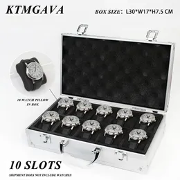 Watch Boxes Cases 10 Girds Luxury Premium Quality Watch Box Aluminum Alloy Produc Pattern Storage Clock Box Collection Display Gift Boxes 231115