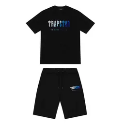 Top Trapstar New Men's T-shirt Kort ärmdräkt Chenille Tracksuit Black Cotton London Streetwears-2XL 339