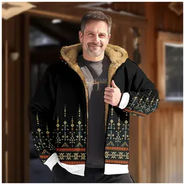 Мужские толстовки с капюшоном на молнии Парки с длинным рукавом Пальто Куртка Пейсли Ретро узор Зима для мужчинЖенская одежда Верхняя одежда 231114