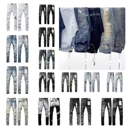 Nov New Designers Purple Jeans Denim Trousers Mens Jeans Men Pants High-end Quality Straight Retro Streetwear Distressed Ripped Black