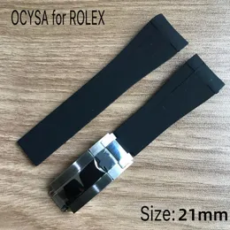 Coysa 브랜드 고무 스트랩 RLX Subb 21mm 소프트 내구성 방수 시계 스트랩 스틸 버클이있는 밴드 밴드 액세서리