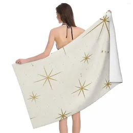 Towel Gold Art Deco Stars Sparkle Pattern Astrology 80x130cm Bath Brightly Printed For Outdoor Birthday Gift