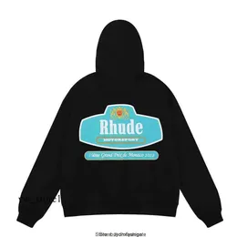 Erkek Hoodies Sweatshirts Olağanüstü Tasarımcılar Rhude Sonbahar/Kış Yeni Niş Güzellik Trendi Yüksek Ağırlık Saf Pamuk Hoodie Erkekler ve 875