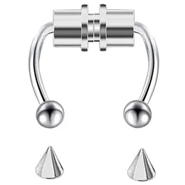 Nuovo falso piercing al naso anello in acciaio naso piercing cerchio setto anelli per le donne gioielli regali punk cool magnetico falso piercing 20 pz / lotto1255662