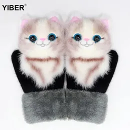 Five Fingers Gloves Winter Gloves Girls Christmas Gifts Kids Adults Gloves 5-15 Years Winter Warm Children's Plus Velvet Thickened Cartoon Outfit 231115