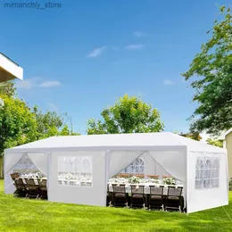 Namioty i schroniska 10'x30 'namiot na zewnątrz z 8 ścianami bocznymi Rovab Wodoodporne baldachim patio Wedding Gazebo White Q231117