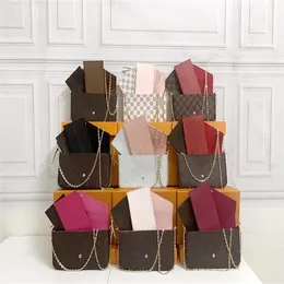 2023 Pochette Chain Bag Luxurys Designers Bags Kadın Omuz Çantaları Kabartmalı Çiçek Moda Kadın Crossbody Capse Kart Tutucu Cüzdan Kutu Kabartma