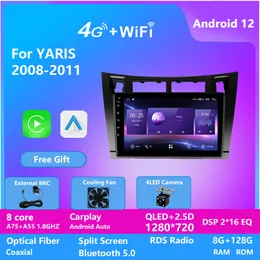 Toyota Yaris için Araba Video Oynatıcı 2din Eğlence Sistemi 2008-2011 Autoradio DVD GPS Radyo Ses Kafası Birimi DSP Carplay