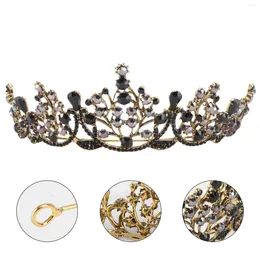 Antels Princess Tiara Black Accessories Women Crystal Develds Baroque Retro Crown Vintage Wedding Adex