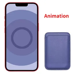 Magnetic Card Holder Leather Macsafe Wallet For iPhone 13 pro max 14 15 Pro Woven Twill Case With Animation and Box