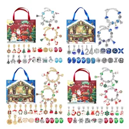 Lagringshållare Rack 2024 Jul Advent Calendar Armband Countdown Diy Jewelry Charm Making Set For Kid Themed Gift 231114