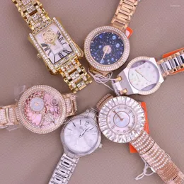 腕時計販売!!!割引マルチファンクションMov'tDavenaCrystal Rhinestones Men's Women's Watch Hoursメタルブレスレット