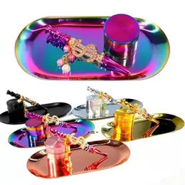 Novelty Items Tobacco Kit Metal Rolling Tray Combo Spice Grinder Set Smoking Machine Wholesale DIY Accessor 231115