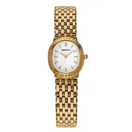 Watchy damskie Berny Golden Womenwwatch Small Dial Ladies Gold Watch Bransoletka Wodoodporna kwarc zegarek Stylowy luksusowy zegarek dla kobiet 231115