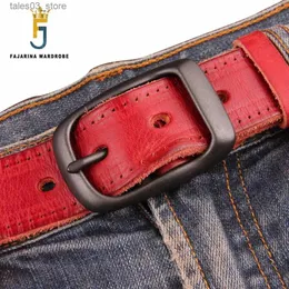 Ceintures FAJARINA qualité Unique mode unisexe rétro ceintures jean hommes noir rouge marron Geunine cuir 33mm ceinture pour hommes femmes N17FJ179 Q231115