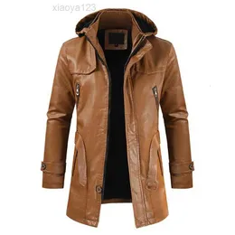 2023mens jaqueta de couro moda masculina com capuz quente jaquetas de couro do plutônio casual motocicleta blusão casaco outerwear masculino