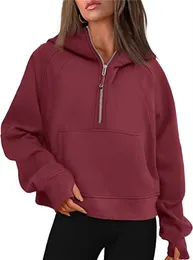 Maglione Felpa con cappuccio da yoga per donna autunno e inverno Felpa con cappuccio da yoga per donna Esercizio spesso Scuba Plus Plus Giacche ispessenti in velluto Felpe con cappuccio sportive Giacche in velluto Autunno