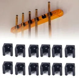 Billiard Cues 12Pcs Billiard Cue Holders 1.9x1.8x1.8cm Wall Hanging Fishing Rod Holder Plastic Stick Holder Clips Billiard Fishing Accessories 231114