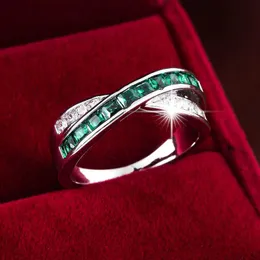 Band Rings Women's Ring Green Emerald 925 Sterling Silver Ring for Women Födelsedagsmycken Gratis present G230213