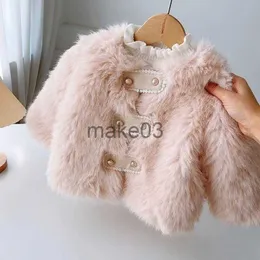 Jackets Baby Girls Fake Fur Coats Thickening Warm Kids Winter Jackets Autumn Children Pink Furry Clothes Outfits XMP574 J231115