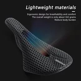 バイクグループセットLingmai Ultralight Full Carbon 3D Printed Saddle 162G自転車シートロードMTBマウンテン砂利座席男性女性パート231115