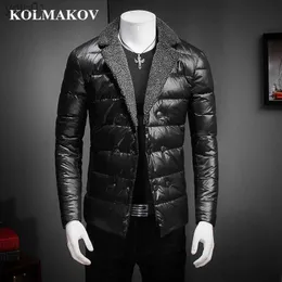 Erkekler Down Parkas Kolmakov Yeni Erkekler Down Ceketler Kış Black Mens Parkas 90% Beyaz Ördek Down Down Paltalar Homme Su Geçirmez Ceketler Büyük Boy M-5XLL231115