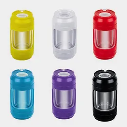 Fumar colorido USB LED Iluminação Lupa Multifuncional Herb Tobacco Spice Miller Jars Recipiente Grinder Seal Storage Bottle Stash Case One Hitter