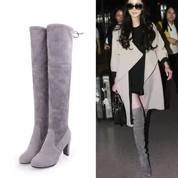 Boots Over The Knee Women Boots Botas Mujer Invierno In Stretch Fabrics High Heel Slip on Shoes Pointed Toe Long Botte Femme 231115