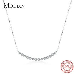 Pendants MODIAN Genuine 925 Sterling Silver Exqusite Dazzling Zirconia Pendant Chain Necklace For Women Wedding Engagement Jewelry