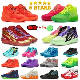 Kids Shoe Lamelo Ball MB.01 2.0 Men Basketball Shoes Rick and Morty MB01 Queen City Black Sunset Glow Red Blast Green Green Gutter Melo 28