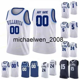 Mich28 Villanova Wildcats College Basketball Jersey 24 Jeremiah Earl 24 Jeremiah Robinson-Earl 25 Mikal Bridges 3 Brandon Slater Custom Stitched