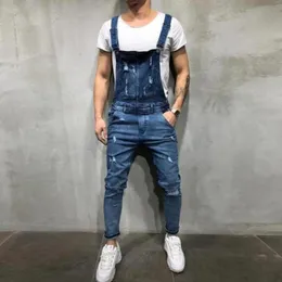 Men's Pants Men Denim Cloth Tear Trousers Fashion Jeans Jumpsuits High Street Overalls Waist Casual Sling l 230414