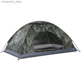 Tält och skyddsrum 1PC Ultralight Portab Camping Tent Sing/ Doub Person Trädgårdstält med anti-UV-beläggning Tvåvägs Zips Vandring Fiske Travel Q231117