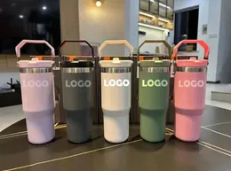 US stock With LOGO Water Bottles 20oz 30oz Cups Heat Preservation Stainless Steel Tumblers Outdoor Large Capacity Travel CarMugs Reusable Leakproof Flip Cup i1115