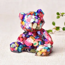 Decorative Objects Figurines Natural Crystal Stone Ornaments Glue Pink Turquoise Color Shell Birthday Crafts Gifts Decoration 231115