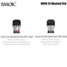 Smok Novo 2x Meshed Replacement Pod Cartridge Meshed 0.9ohm 2ml 3pcs/pack novo 2/novo 3/novo 2s 키트 전자 담배 기화기 정통