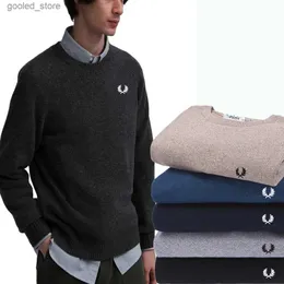 Męskie swetry 2023 Man Knit Zakupy akrylowe Mac Pullers Mężczyzn SWEATER Zalecenie solidnego okrągłego pszenicy haft pszenicy premium Q231115