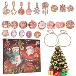 Suportes de armazenamento Racks 2024 Ano DIY Calendário de Advento Kit com 22 Charm Beads 2 Pulseiras Natal 24 Dias Calendário de Contagem Regressiva para Mulheres Adolescentes 231114