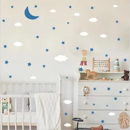 Adesivi murali 1 set di cartoni animati luna nuvole stelle per ragazzi camera da letto ingresso camera dei bambini abbellimento decorazione fai da te