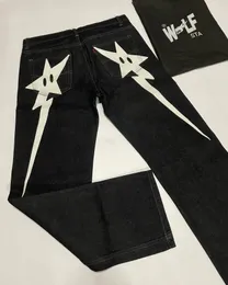 Women S Jeanse Streetwear Y2K Hip Hop Star Print Worbgy Black Pant Men Harajuku Gothic Gothic Wide Noge Spodni 231114