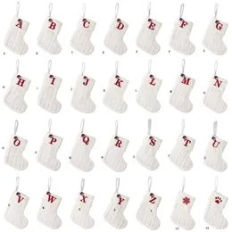 Weiße Farbe Weihnachtssocken Stricken Schneeflocke Brief Strumpf Weihnachtsdekoration für Zuhause Weihnachtsbaum Ornament Geschenke